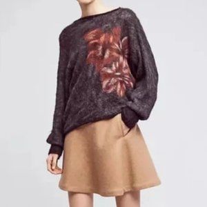 ANTHROPOLOGIE Troubadour Asymetric Floral Sweater